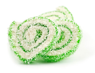 fruit jelly dessert, sprinkled with coconut