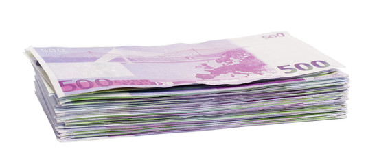 pack of euro on a white background