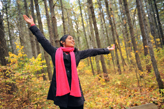 Indian Girl in Fall Season