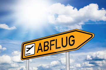 Wegweiser mit Sonne und Abflug