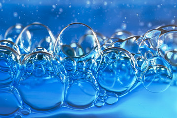 Blue bubbles in clear water