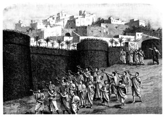 Falling the walls of Jericho - Biblical scene