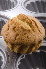 hausgemachter Muffin auf einer Backform