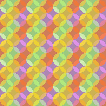 Seamless multicolored transparent circles pattern © elyomys