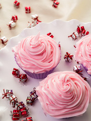 Pink Frosting Cupcakes
