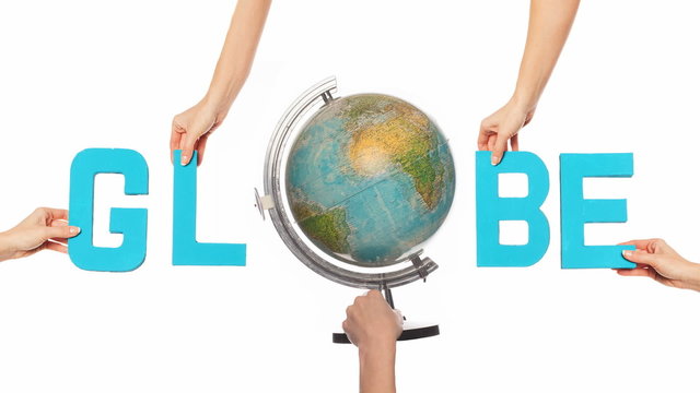 Word GLOBE with a spinning globe for the O