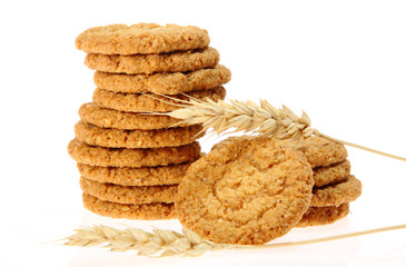 Delicious oatmeal cookie isolated on white background