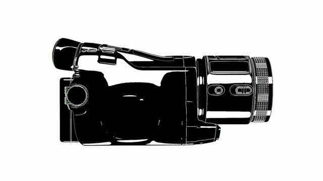 HD Video Camera Black And White Animation 01
