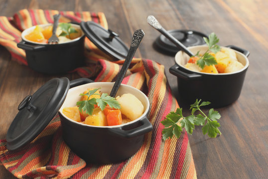 Vegetable stew with pumpkin, potato and carrots