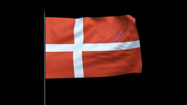 Denmark Flag Waving, Seamless Loop, Alpha