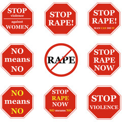 STOP Rape and Violence Against Women sign.