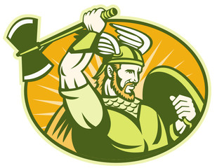 Viking Raider Barbarian Warrior Retro