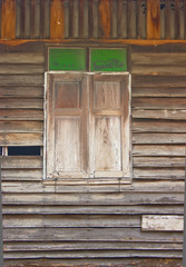 Close Window Of The Old Broken House.