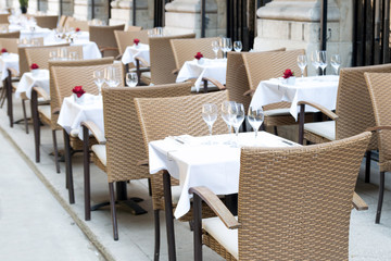 Street view of a coffee terrace
