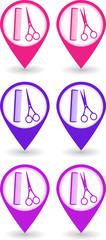 set of barbershop pins with scissors and comb
