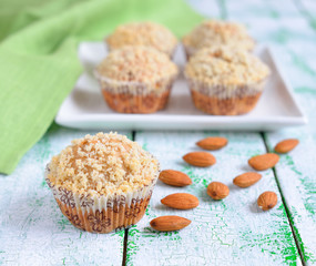 Muffins on a white table