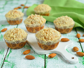 Muffins on a white table