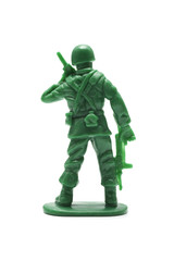 白背景に兵士の玩具の背中