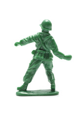 白背景に兵士の玩具の背中