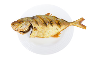 Fried Fish On White Background