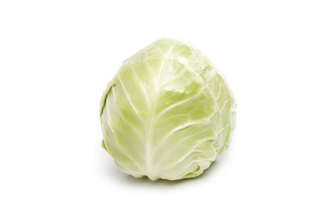 Fresh cabbage isolated on a white background.