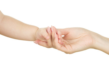 Fototapeta na wymiar Baby hand holding mother hand