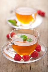 tea with mint and raspberry