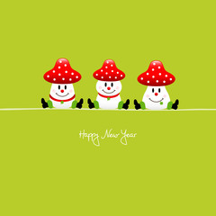 3 Sitting Fly Agarics 