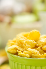 Breakfast. Cornflakes with milk.