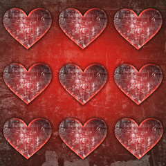abstract red hearts grunge background