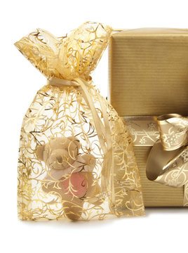 Golden Presents and Teddy bear