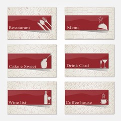Set of 6 business cards. For cafe and restaurant_ red - 46518723