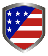 USA flag inlay on metal shield emblem