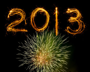 2013 in sparklers above fireworks explosion