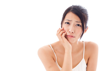 beauty image of attractive asian woman on white background