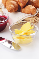 Croissants, jam and butter
