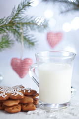 Milk and Cookies for Santa on Table