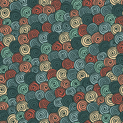 Fototapeta premium Seamless abstract hand-drawn pattern with bright color spirals