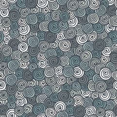 Seamless abstract hand-drawn pattern with spirals. Vector