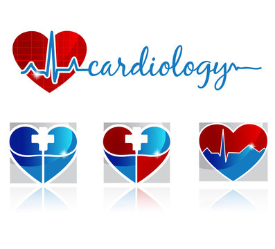 Cardiology, vascular and health care symbols