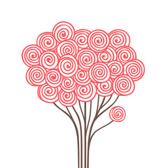 Abstract stylized curly tree on white. Vector illustration