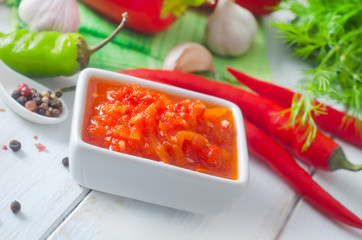 Fresh sauce from tomato and chilli peppers