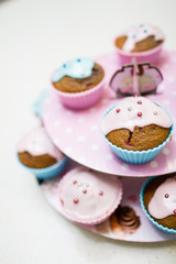 Homemade blue and pink cupcake