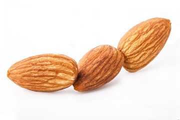 Almonds isolated on white background