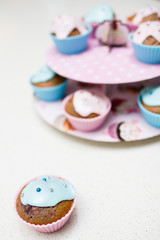 Homemade blue and pink cupcake