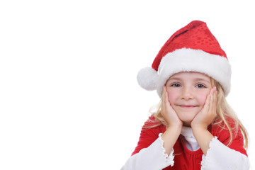 little girl in red santa hat