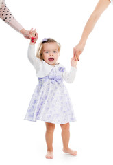 little girl holding the hand