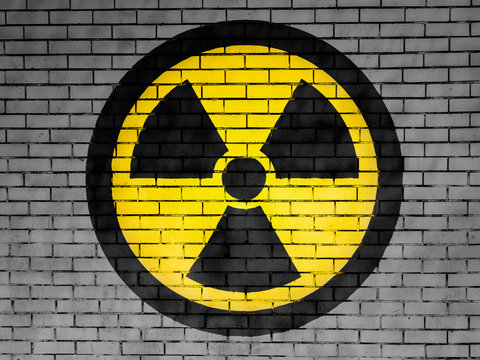 Nuclear radiation symbol painted on