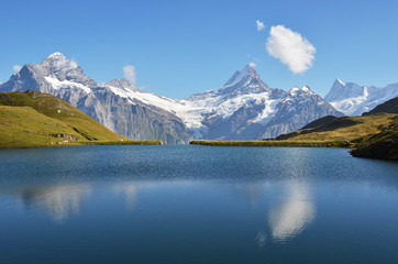 Naklejka premium Bachalp lake in Swiss Bernese Alps