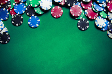 Casino chips on gaming table